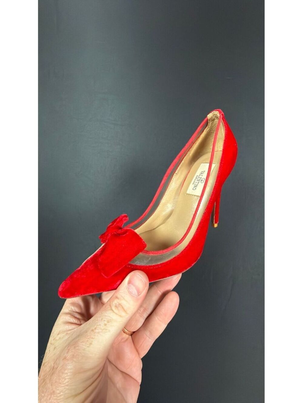 Valentino Red Suede w/Bow Heels Size 36